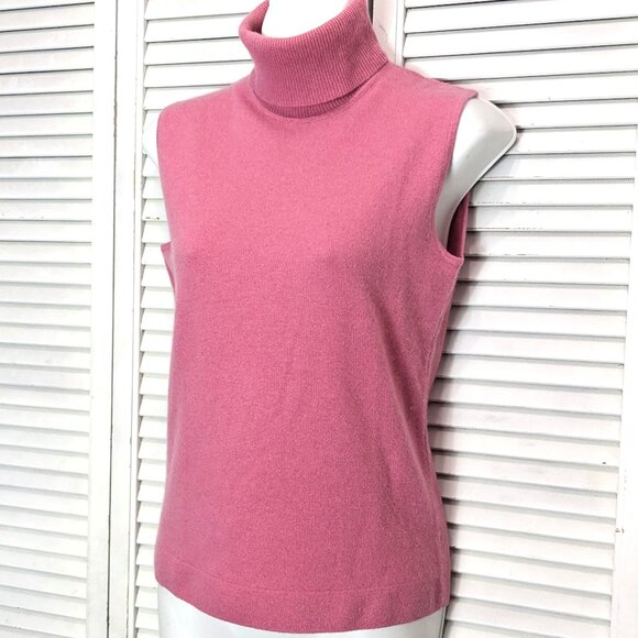 Dana Buchman Sweaters - Cashmere Sleeveless Turtleneck Sweater Womans Small Light Salmon Pink Buchman